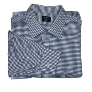 Arrow Blue/White Checkered Cotton Blend Long Sleeve Button Up Shirt  XXL 18-18.5